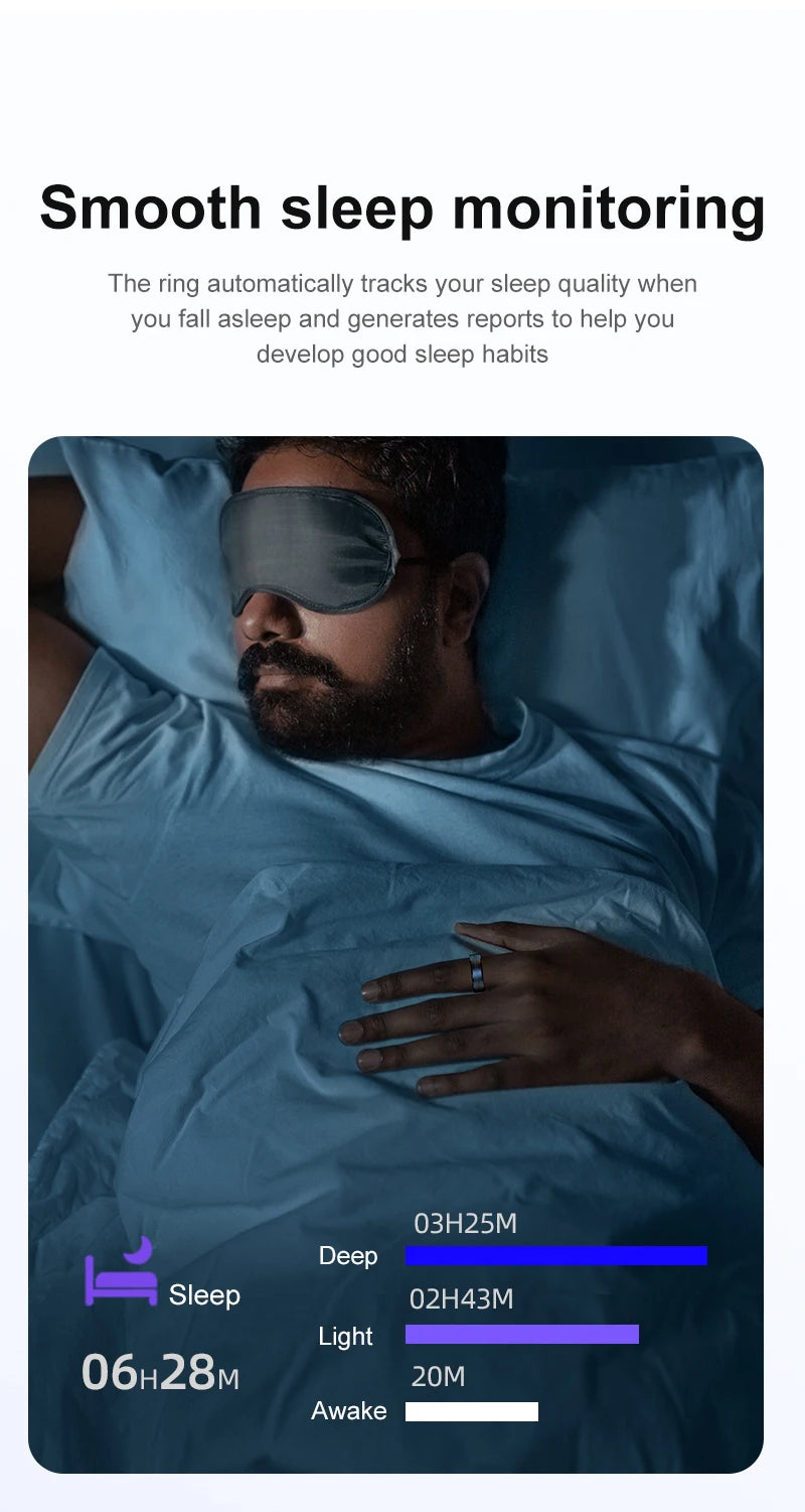 2025 Smart Ring for Men Women, Heart Rate Blood Oxygen Monitor, IP68 & 5ATM Waterproof, Multi-sport Mode, Couple Rings Best Gift