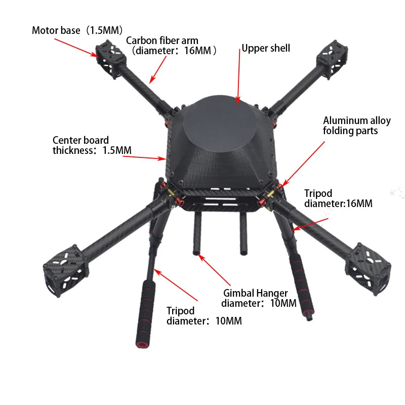 Drone Flyroun LX450 con marco 450 para RC MK MWC 4 ejes RC Multicopter Quadcopter Heli Multi-Rotor con tren de aterrizaje