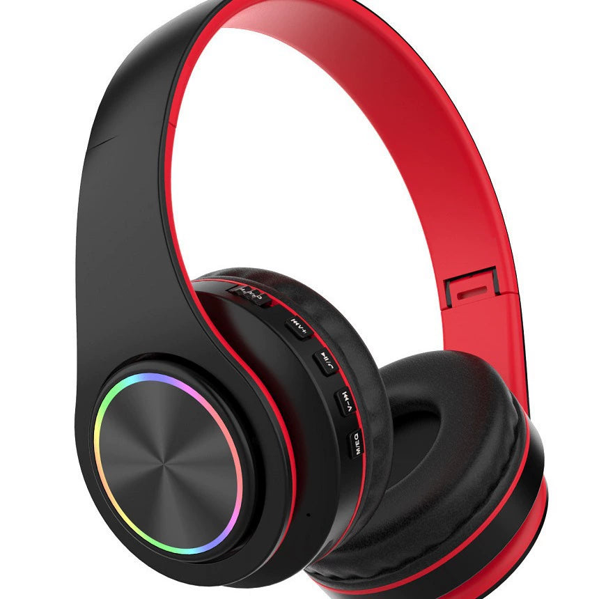 B39 Bluetooth Headphone Head-Mounted Wireless Luminous Colorful Breathing Light Card Foldable Sports Dynamic Bass Boost Music Headset