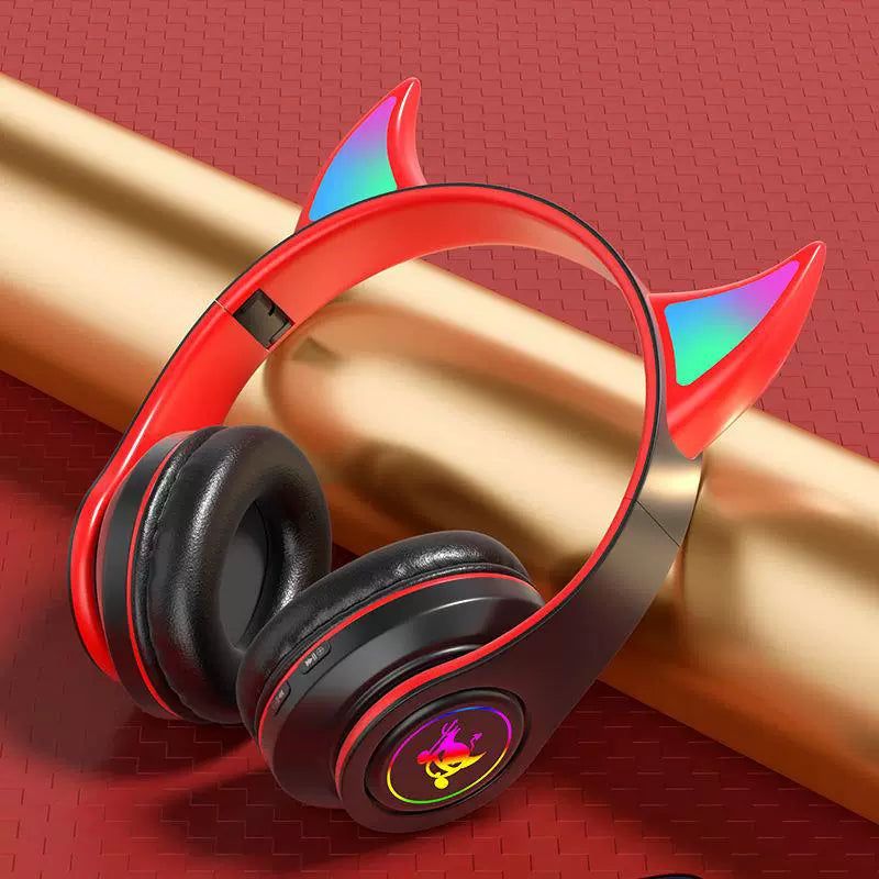 Little Devil Bluetooth Headset Real Wireless Headset Sports Noise-Canceling Game Computer Luminous Shooting Props Music Female