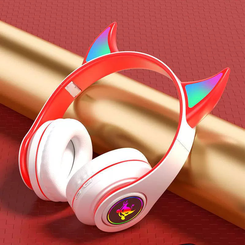 Little Devil Bluetooth Headset Real Wireless Headset Sports Noise-Canceling Game Computer Luminous Shooting Props Music Female