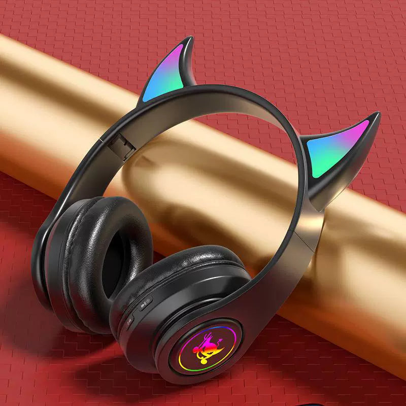 Little Devil Bluetooth Headset Real Wireless Headset Sports Noise-Canceling Game Computer Luminous Shooting Props Music Female