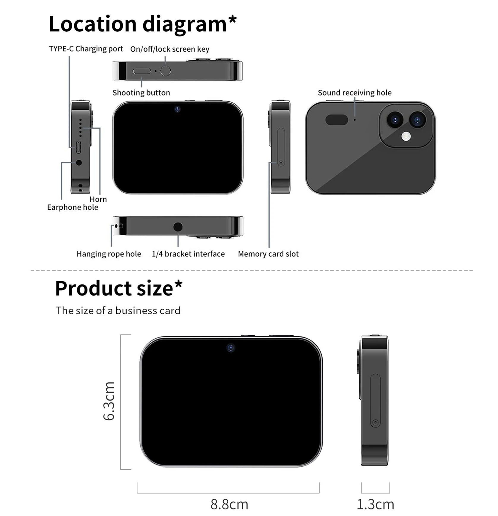 4K CCD Digital Camera 64MP Digital Video Camera 3 Lens 3In Touch Flash IR Night Vision Movie/Music Play Audio Recording Battery