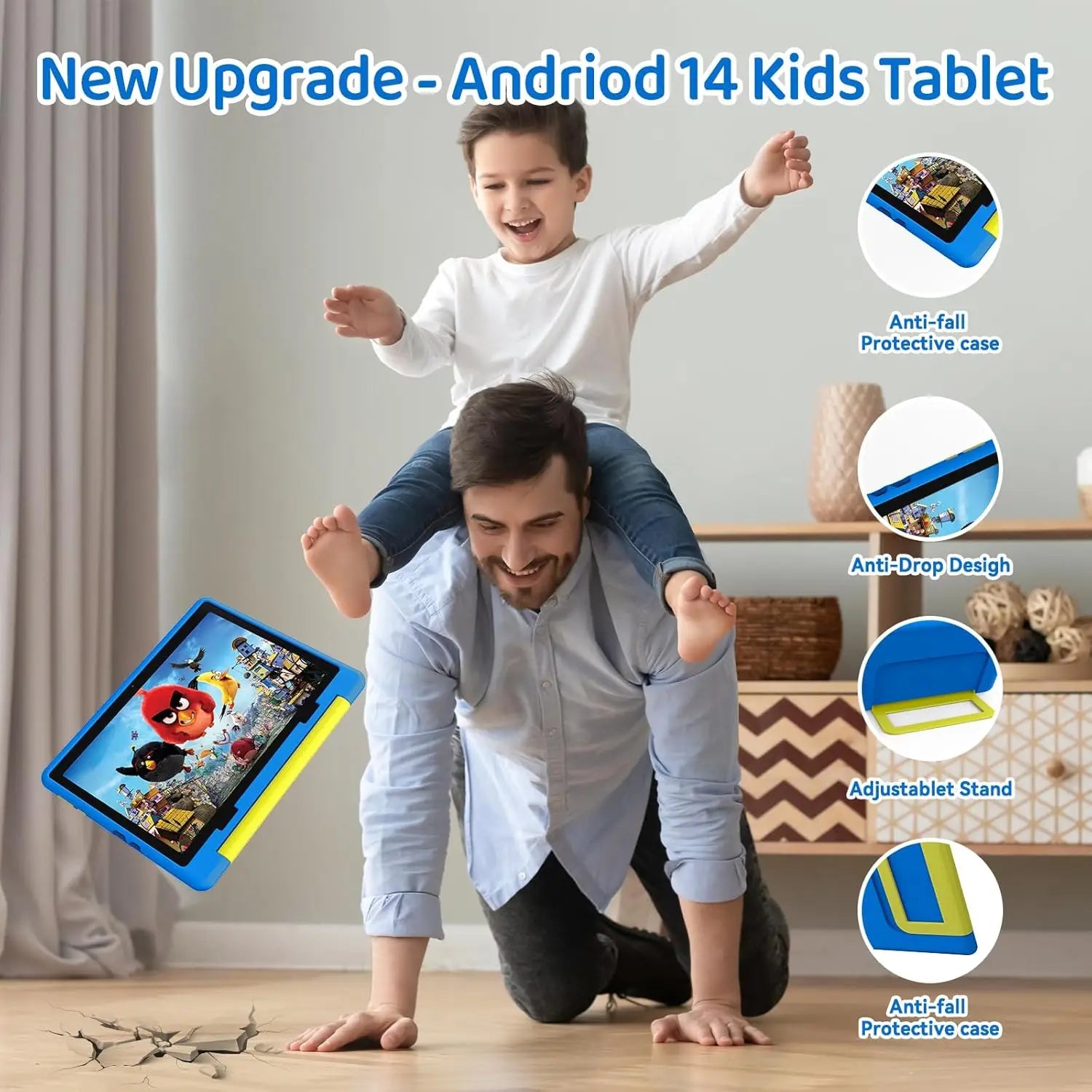 Kid Tablet 10 Inch Android 14 Quad Core 8GB RAM 64GB ROM 128GB Expandable 5000mAh WiFi Bluetooth Children's Gift Kids Software