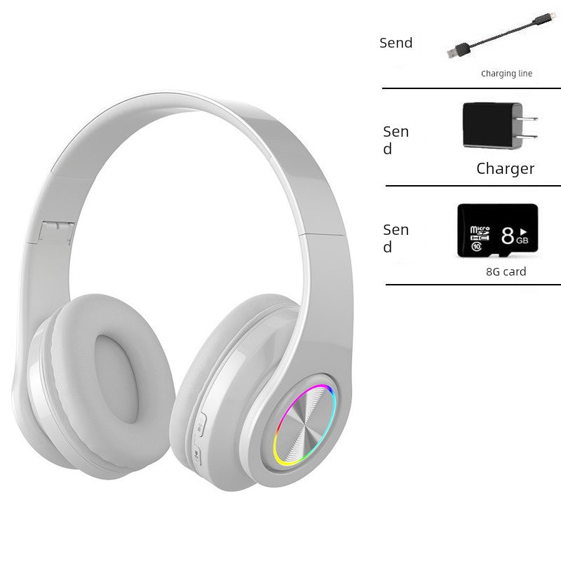 B39 Bluetooth Headphone Head-Mounted Wireless Luminous Colorful Breathing Light Card Foldable Sports Dynamic Bass Boost Music Headset