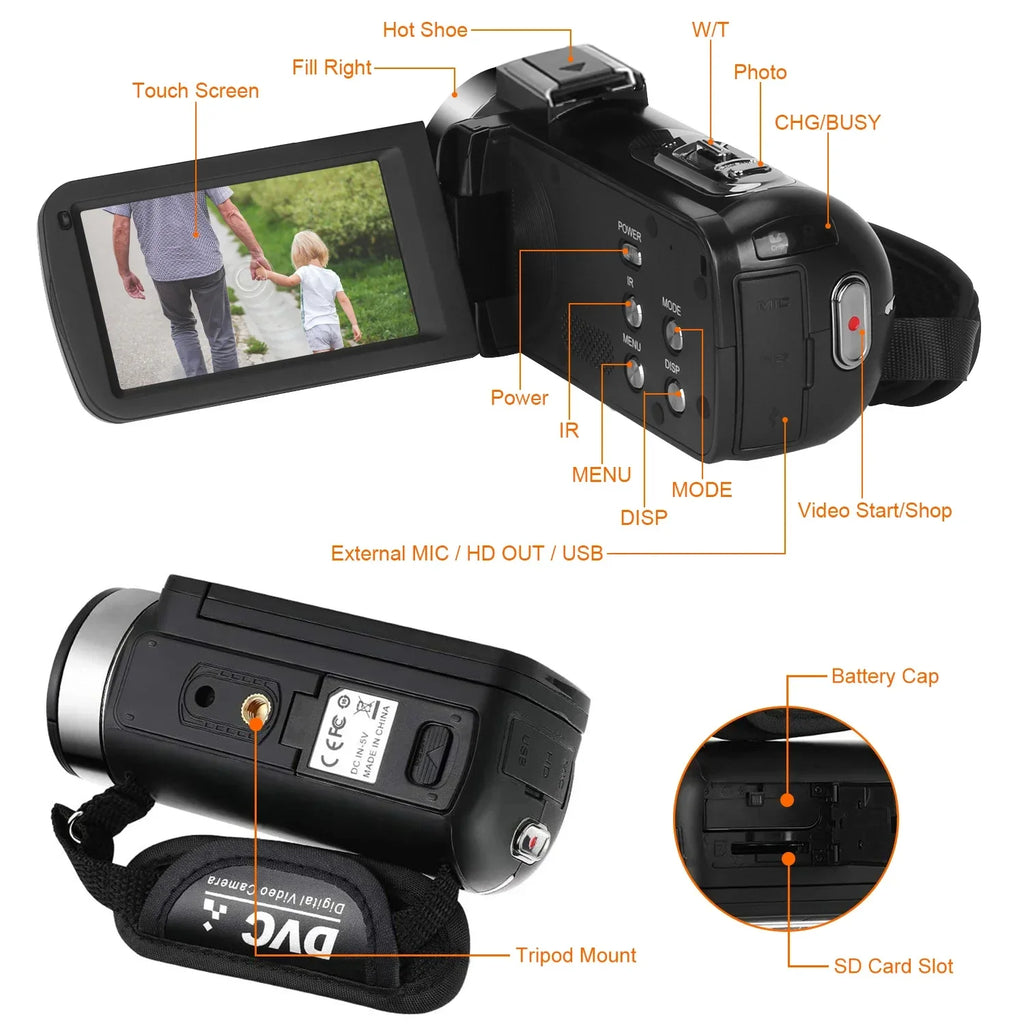 4K Video Camera 56MP Digital Video Camera 18X Digital Zoom Camera Recorder Vlog Camera YouTube WiFi Livestream Webcam Camcorder