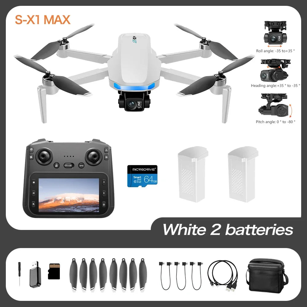 Drone Professional 3-axis Gimbal Stabilizer Camera with 5G WiFi GPS And 8K RC Equipped Screen Shared Multiple Displays on MP