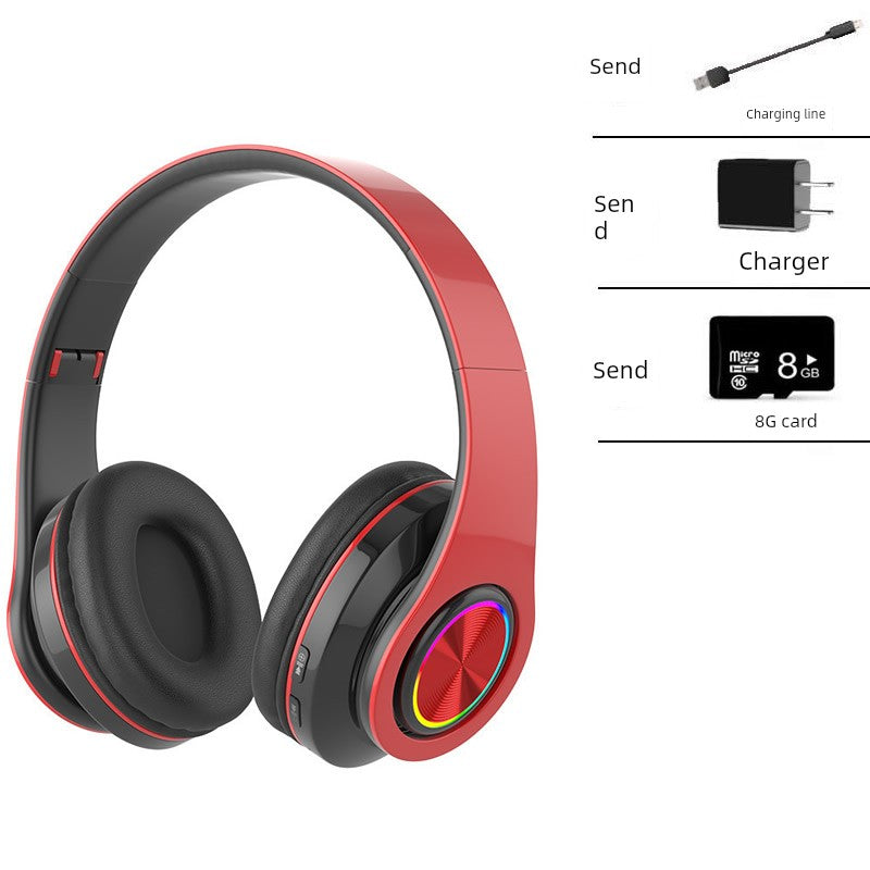 B39 Bluetooth Headphone Head-Mounted Wireless Luminous Colorful Breathing Light Card Foldable Sports Dynamic Bass Boost Music Headset