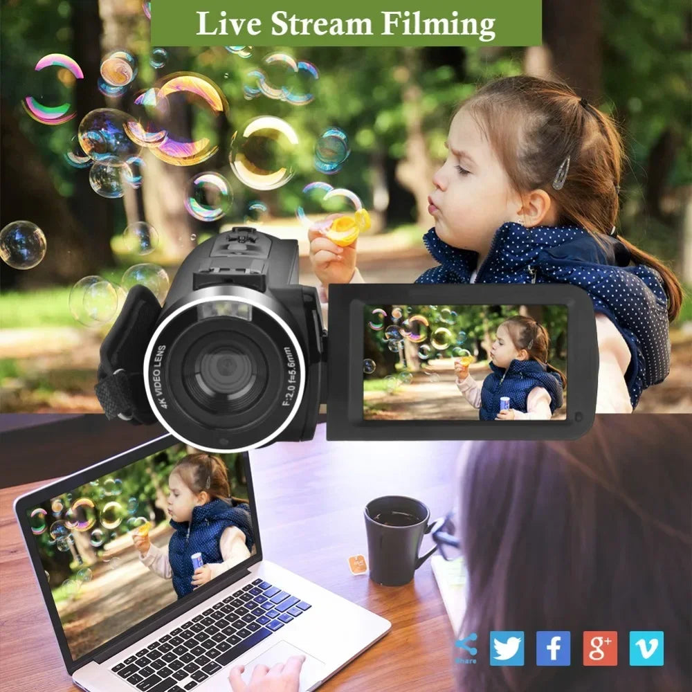4K Video Camera 56MP Digital Video Camera 18X Digital Zoom Camera Recorder Vlog Camera YouTube WiFi Livestream Webcam Camcorder