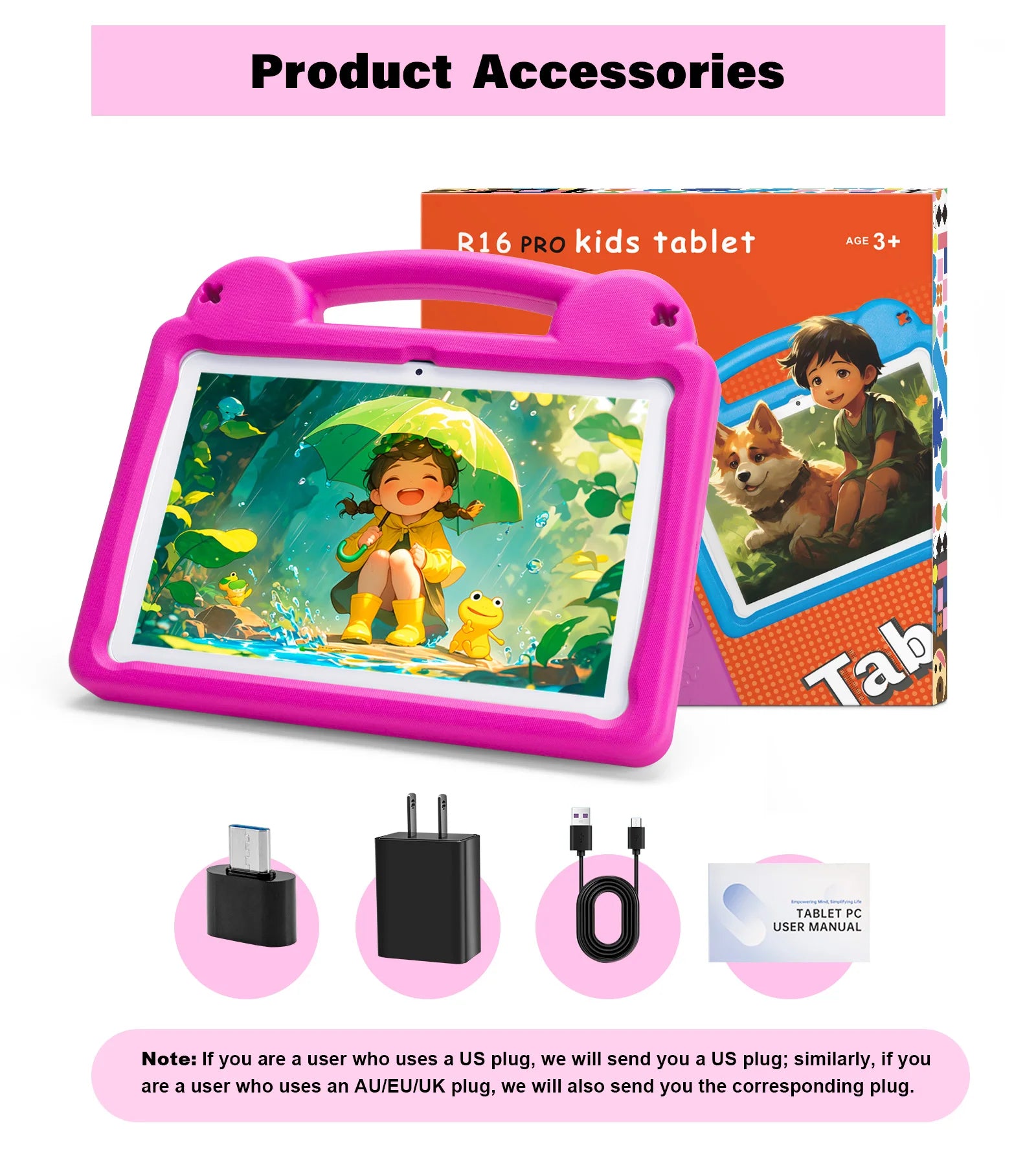 ANRY 10.1 Inch Kids Tablet 5000Mah Octa-Core 8GB（4+4 Expand） RAM 64GB ROM CPU A523 2.0GHZ Learning Education Children's Tablets