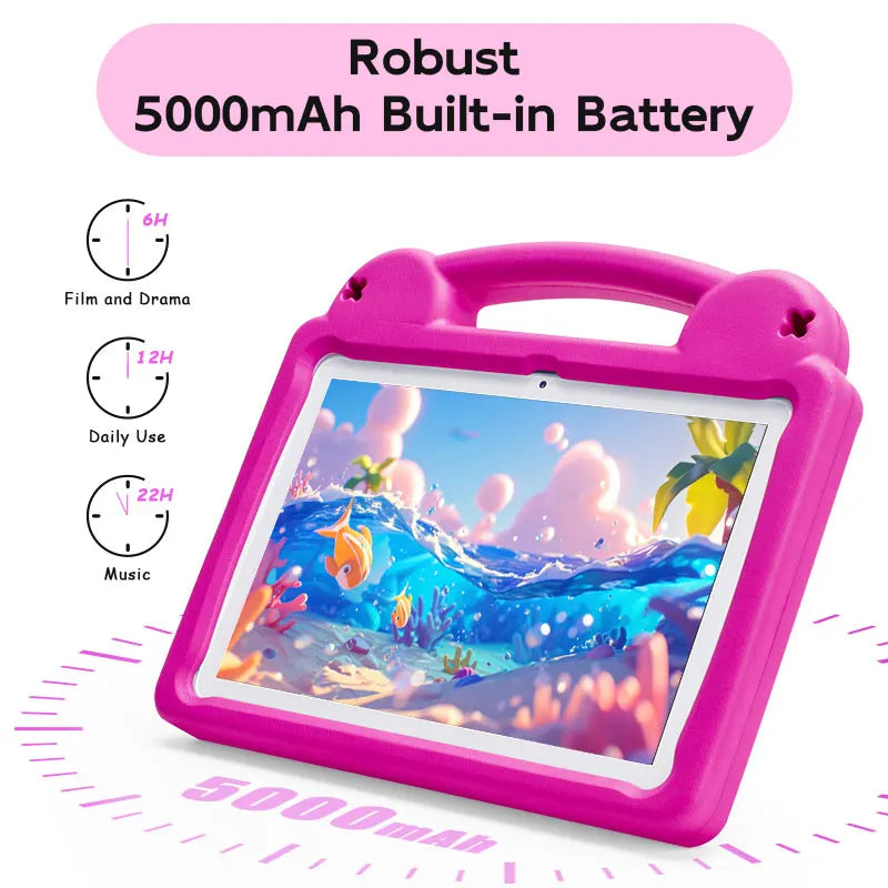 ANRY 10.1 Inch Kids Tablet 5000Mah Octa-Core 8GB（4+4 Expand） RAM 64GB ROM CPU A523 2.0GHZ Learning Education Children's Tablets
