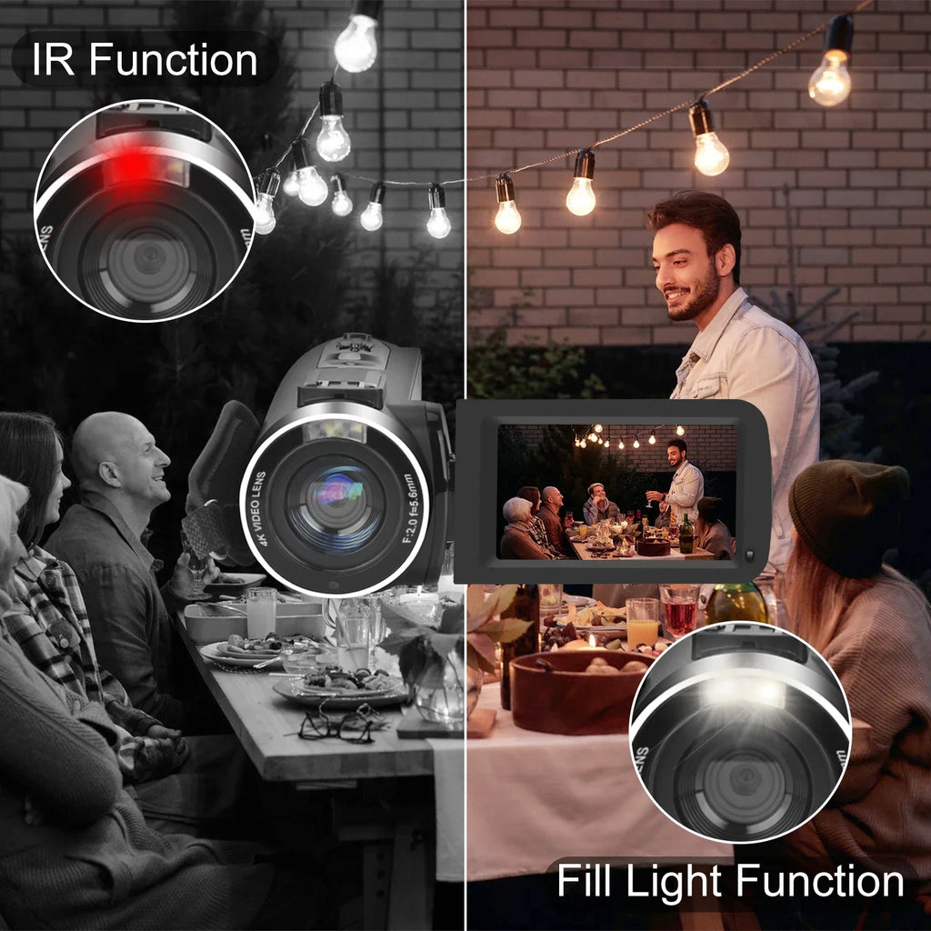 4K Video Camera 56MP Digital Video Camera 18X Digital Zoom Camera Recorder Vlog Camera YouTube WiFi Livestream Webcam Camcorder