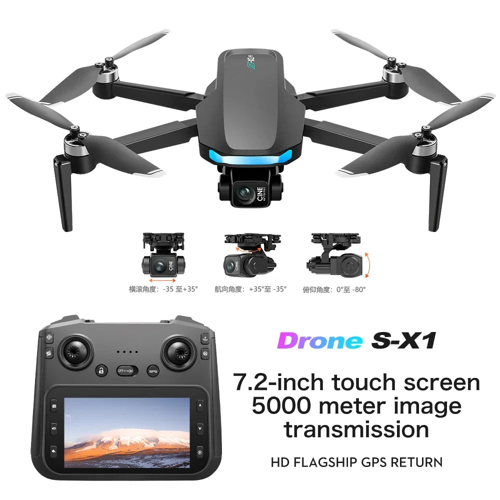 Drone Professional 3-axis Gimbal Stabilizer Camera with 5G WiFi GPS And 8K RC Equipped Screen Shared Multiple Displays on MP