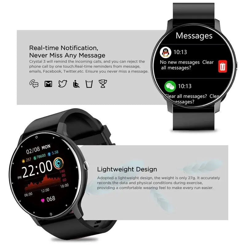 IP68 Waterproof Bluetooth Smartwatch for Men Women