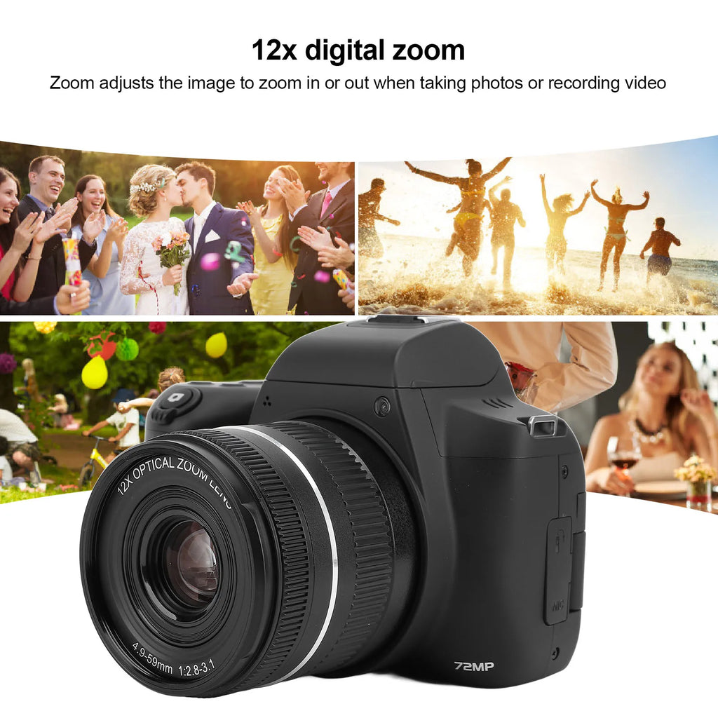 Digital Zoom Camera Digital Camera 12x Digital Zoom Slow Motion Image Stabilization Webcam with Telescopic Lens for Photography