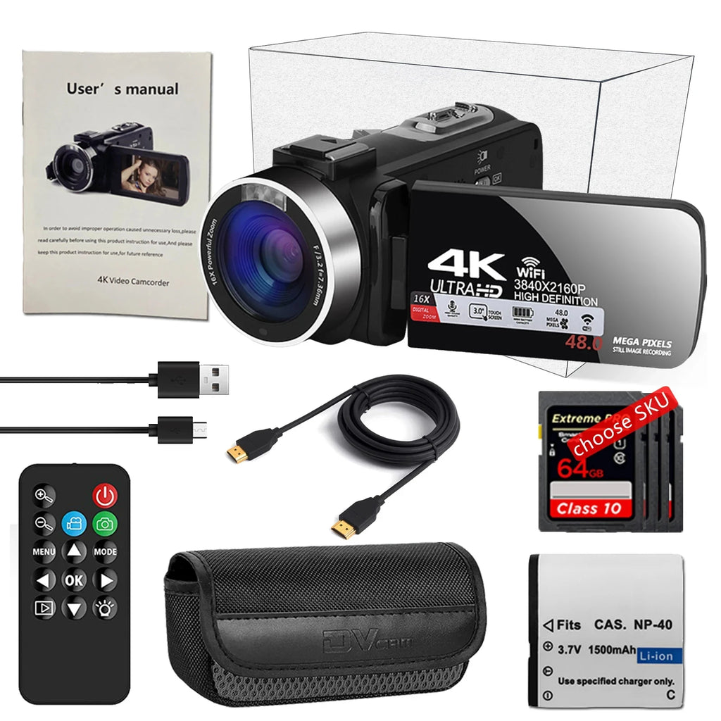 Digital Cameras 4k Professional Camcorder 48MP Camera WiFi Youtube Camera 18X Digital Zoom Camera Digital Webcam For Vlog Video