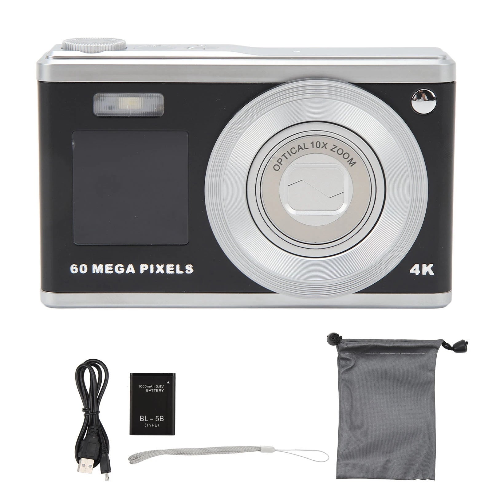 Digital Camera 2.88in IPS Screen Anti Shake 10X Optical Zoom 1000mAh Auto Focus Vlogging Camera Built in Fill Light