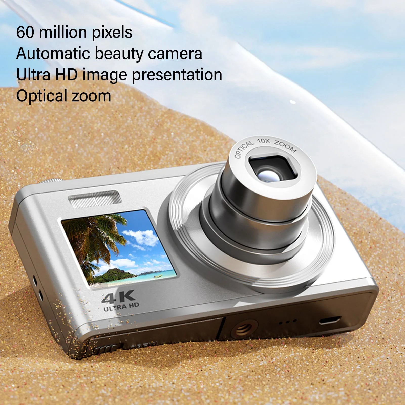 Digital Camera 2.88in IPS Screen Anti Shake 10X Optical Zoom 1000mAh Auto Focus Vlogging Camera Built in Fill Light