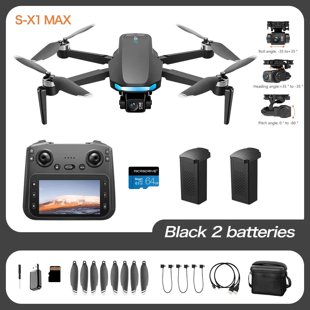 Drone Professional 3-axis Gimbal Stabilizer Camera with 5G WiFi GPS And 8K RC Equipped Screen Shared Multiple Displays on MP