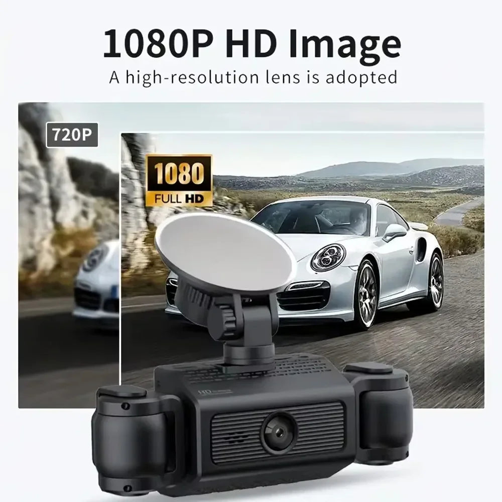 Dash Cam W/ IR Night Vision Loop Recording 3" IPS Screen 360° Rotatable 1080P 4 Camera Front/Rear/Left/Right Cars Driving DVR