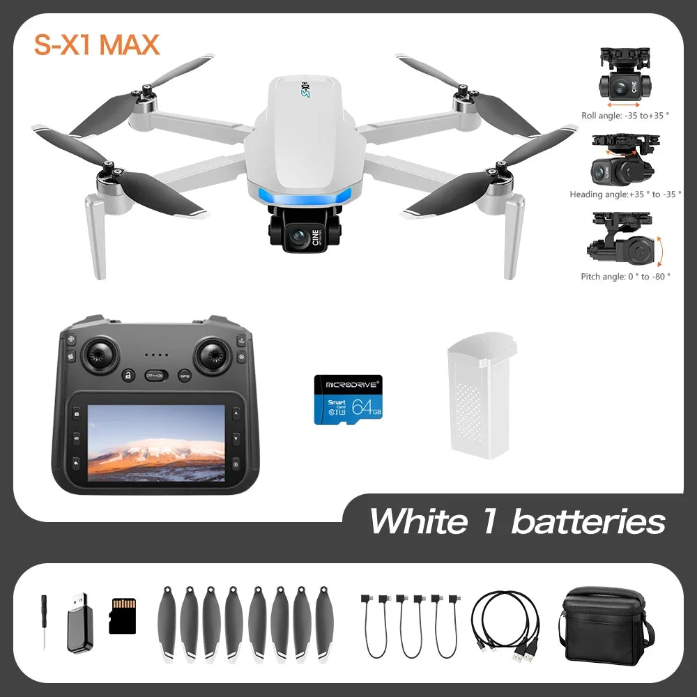 Drone Professional 3-axis Gimbal Stabilizer Camera with 5G WiFi GPS And 8K RC Equipped Screen Shared Multiple Displays on MP