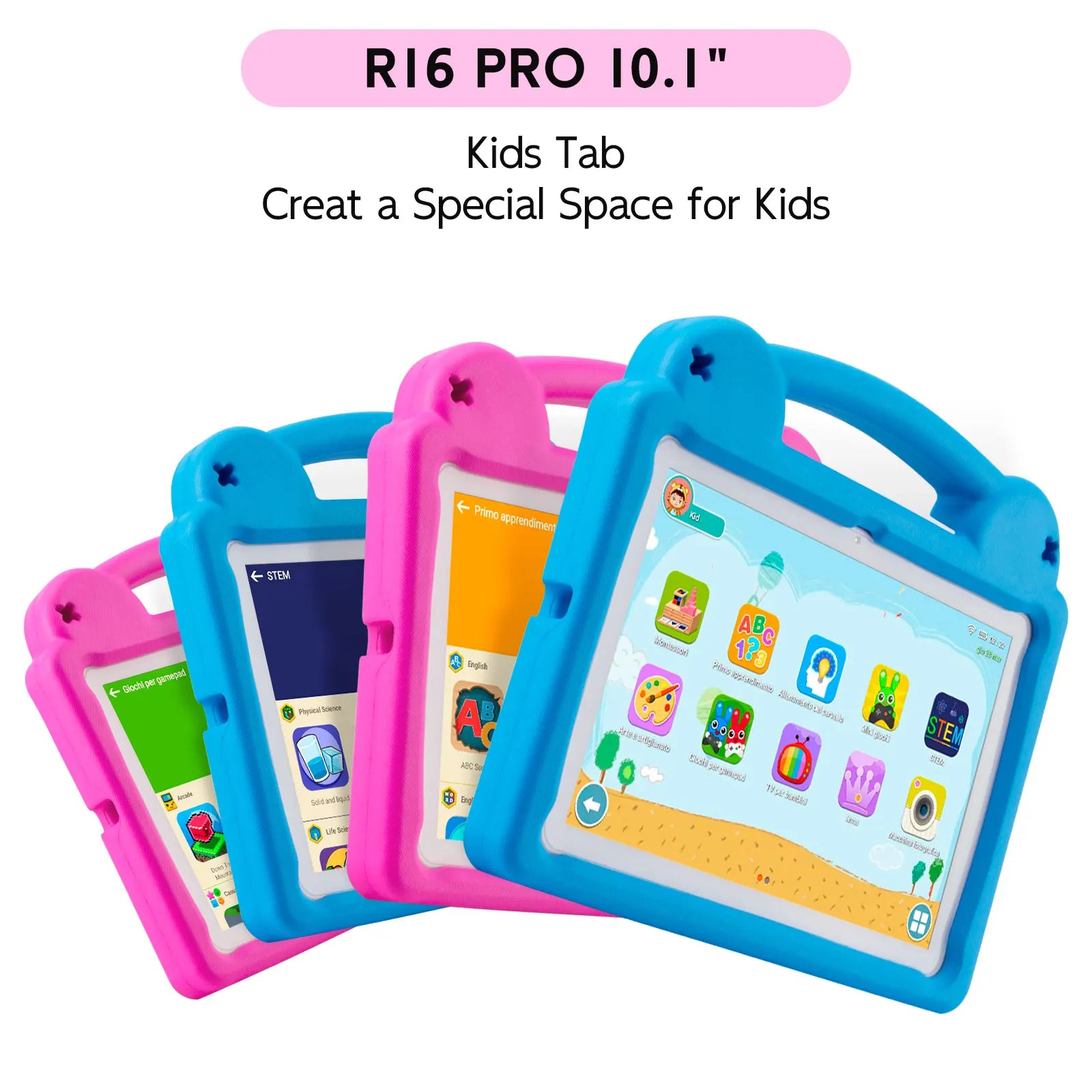 ANRY 10.1 Inch Kids Tablet 5000Mah Octa-Core 8GB（4+4 Expand） RAM 64GB ROM CPU A523 2.0GHZ Learning Education Children's Tablets