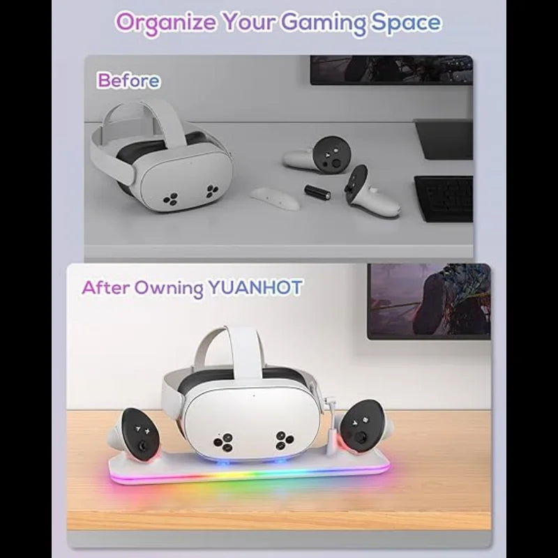 Charging Dock for Meta Quest 3S, Kinwin PD 18W Fast Charging Station for Oculus Quest 3S Accessories with RGB Light, Magnetic Ch