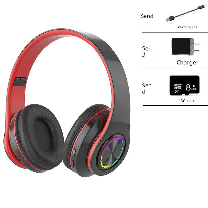 B39 Bluetooth Headphone Head-Mounted Wireless Luminous Colorful Breathing Light Card Foldable Sports Dynamic Bass Boost Music Headset